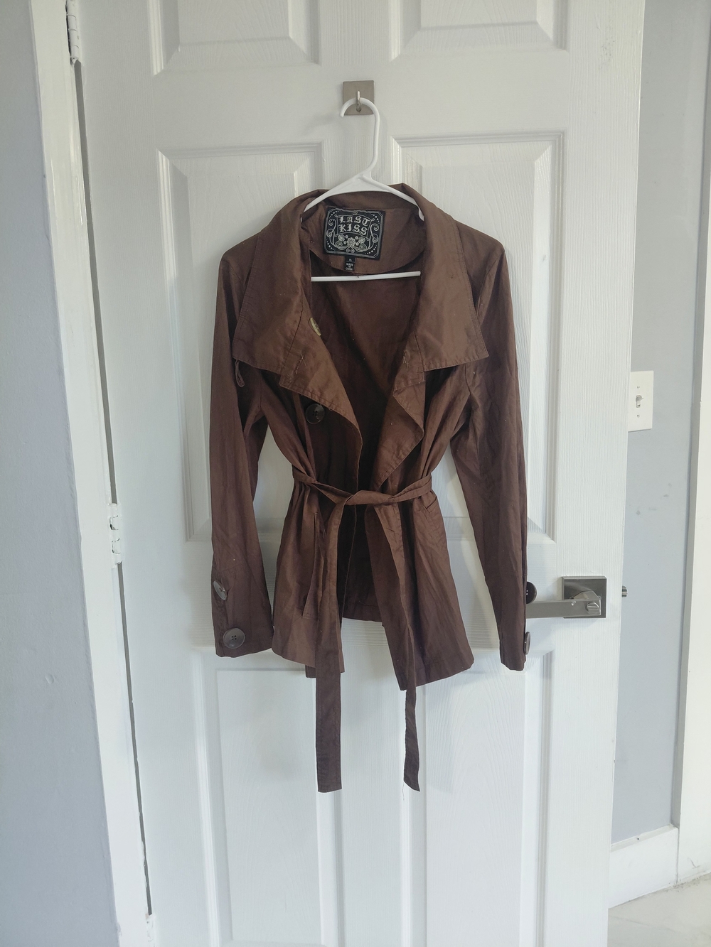 Brown Women's Tie-Waist Trench Jacket